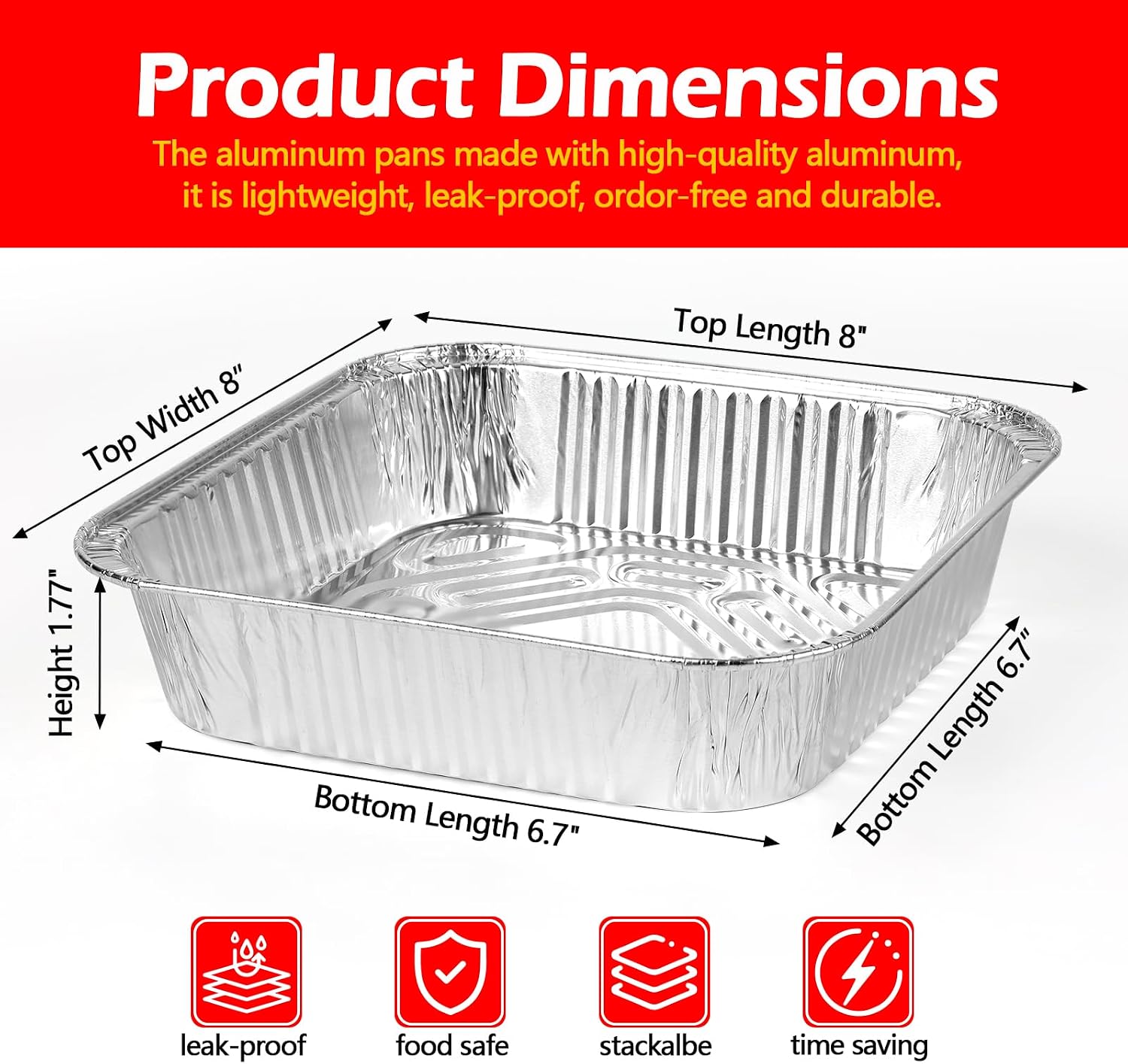 8x8 Aluminum Foil Pans with Al - огляд і ціна Meal Prep Or Prep Meal