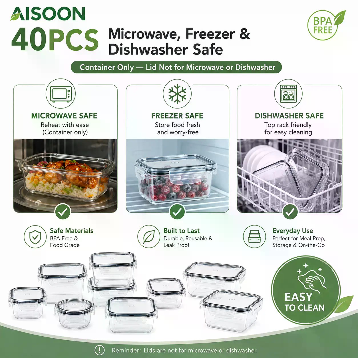 40 PCS Extra Large 85oz Silico - огляд і ціна Meal Prep Kitchen