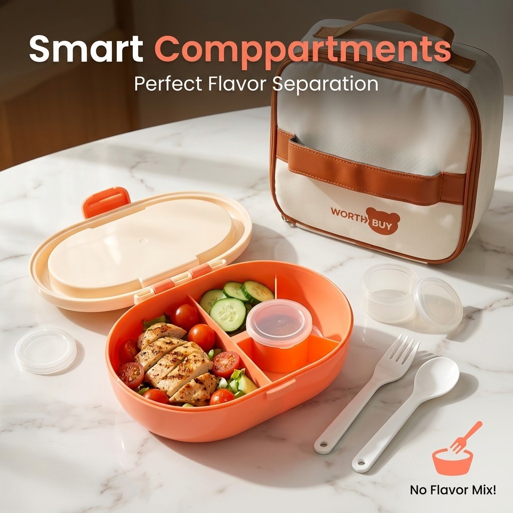 Plastic Bento Lunch Box with C - огляд і ціна Meal Prep Or Prep Meal
